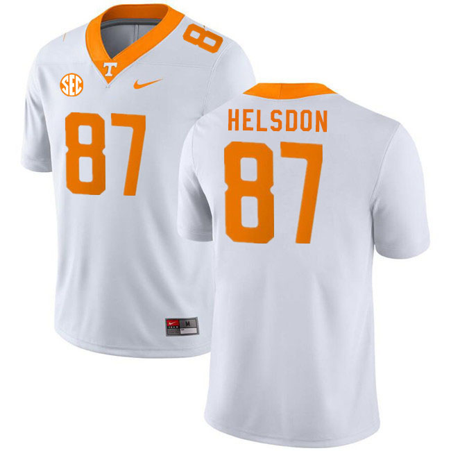Men #87 Joshua Helsdon Tennessee Volunteers College Football Jerseys Stitched Sale-White